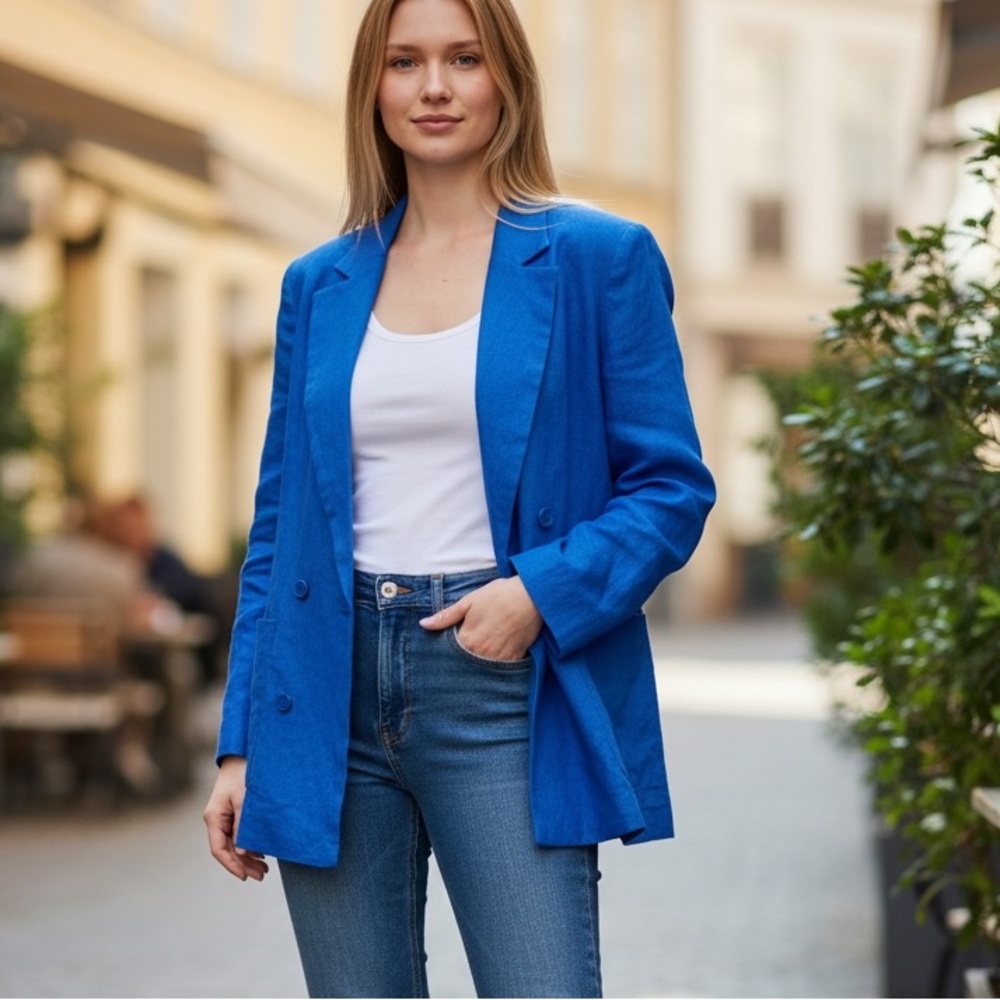 Le Lis cobalt blue linen blend‎ blazer